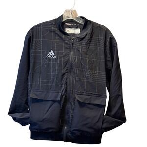 Adidas Primegreen Black Geometric Grid Full Zip Track Jacket HB8827 Mens Small